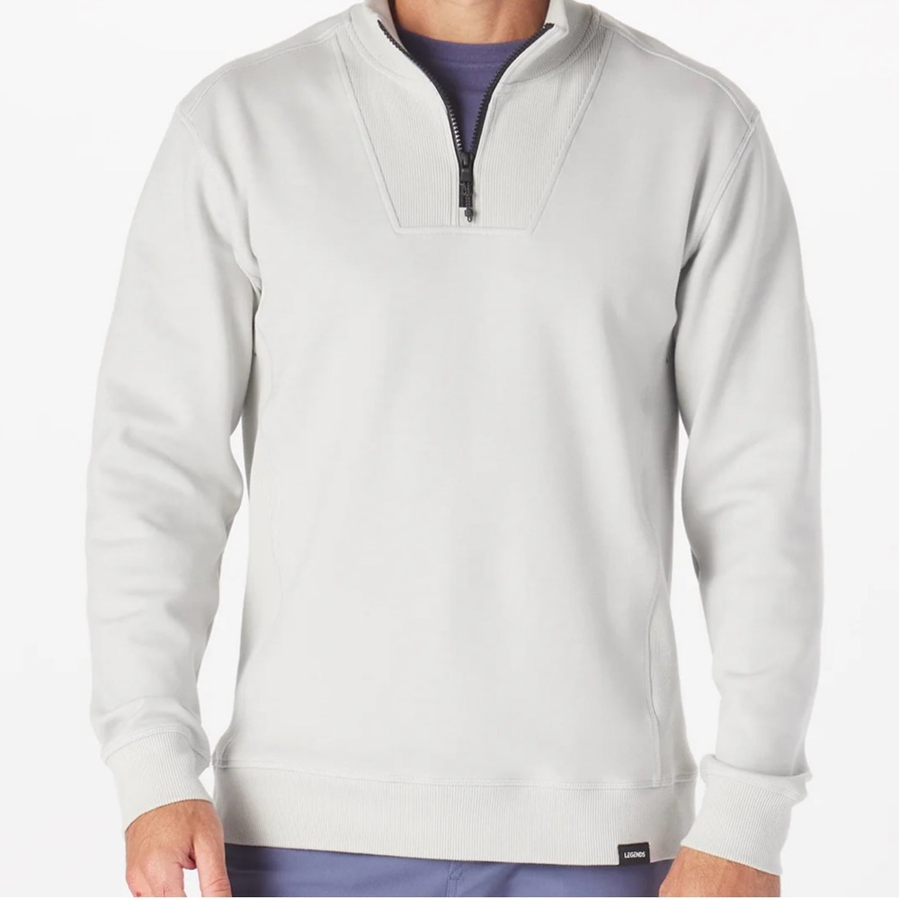 Legends Highland Quarter Zip Pullover Mens Large Sweater Long Sleeve Light Gray